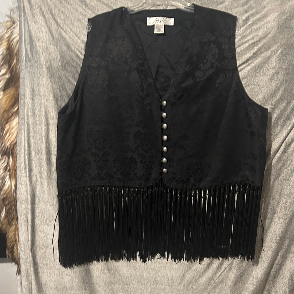Elegant Black Fringe Vest by Scully
